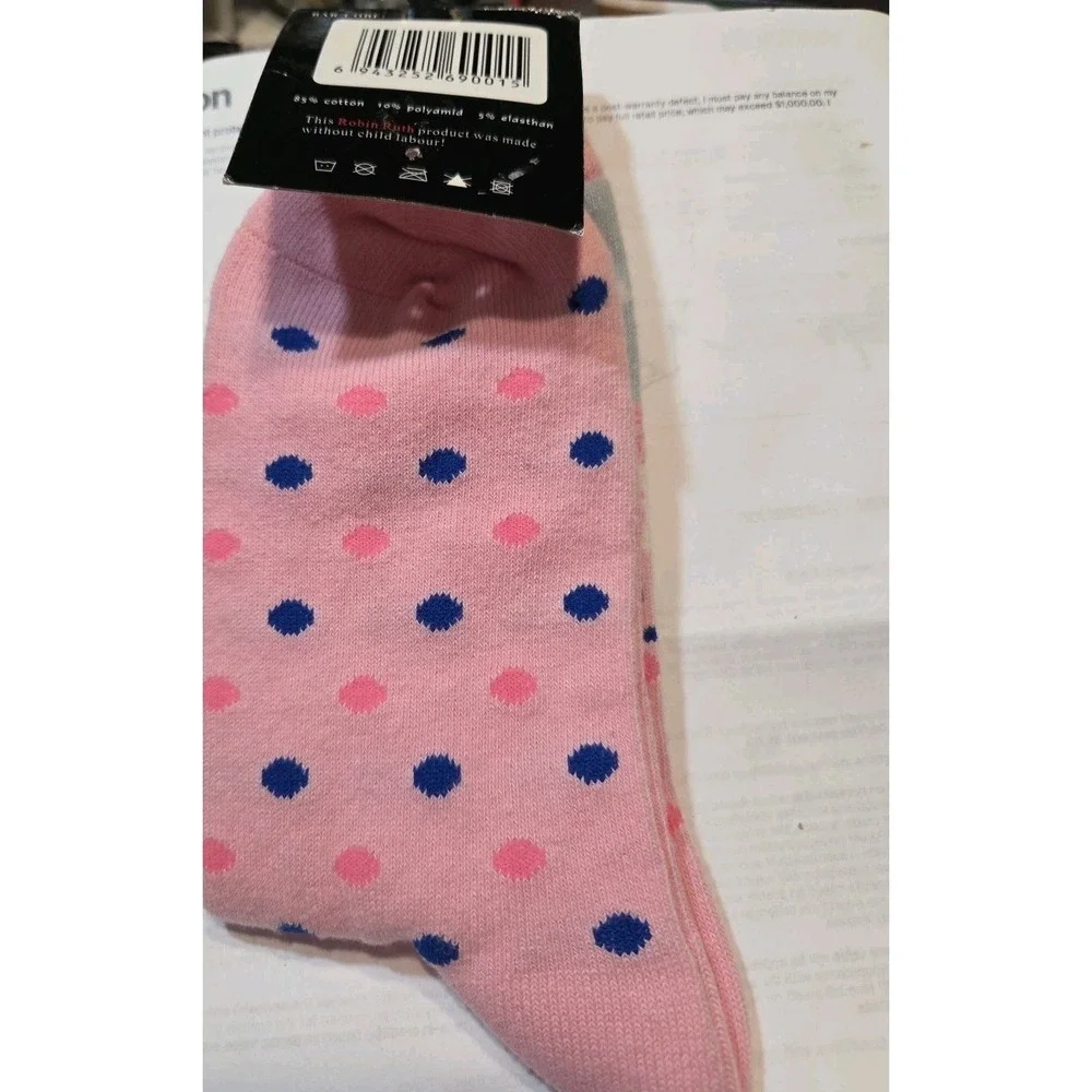 Robin Ruth Brussels Crew Socks Ladies Size 36-42 (US 6-10) Pink Blue Grey‎